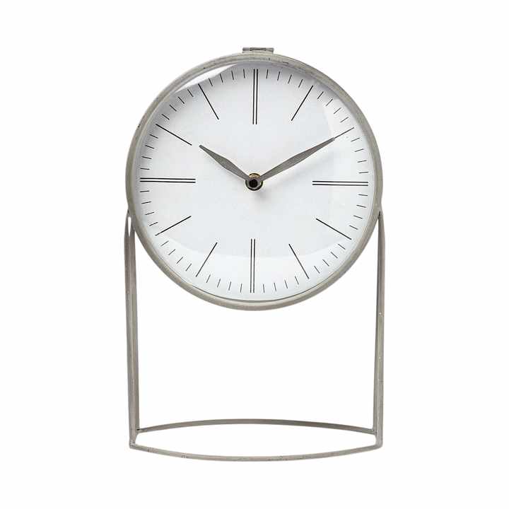 Antique Style 12\" Gray Metal Table Clock with Backlight Creative Design for Office & Bedroom Electronic Movement HMS