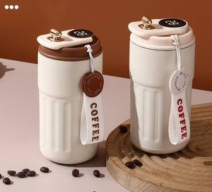Display della temperatura 450ml tazze da caffè a doppia parete in acciaio inox tazza portatile da viaggio all'aperto bottiglie di <span class=keywords><strong>acqua</strong></span> LOGO personalizzato - Product Image 2