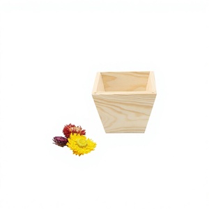Natural <b>Wooden</b> <b>Square</b> <b>Planter</b> Box Minimalist Tabletop Vase for Indoor Plants 4-6 Inch - Product Image 1