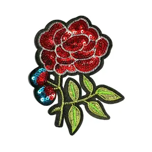 Venta al por mayor pequeño lentejuelas mariposa Rosa flor bordado parche zapatos sombreros bolsos accesorios para coser