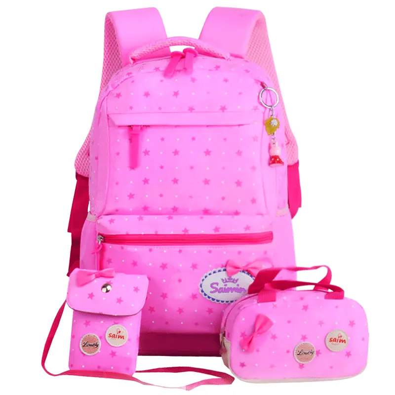 أفضل حقيبة ظهر للأطفال مكونة من 3 قطع من OEM Bolsa Infantil حقيبة مدرسية للبنات من البوليستر Star Trolear