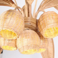 Plafonnier Vintage en Rotin Palmier, Lustres Pendentifs, Lampes Suspendues du Vietnam