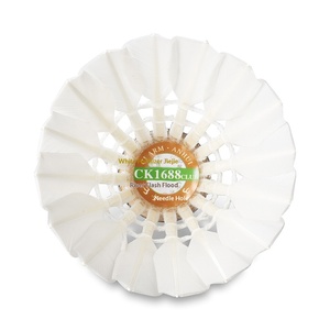 Volants de <span class=keywords><strong>badminton</strong></span> Air-to-air <span class=keywords><strong>en</strong></span> plumes de canard CK1688club, <span class=keywords><strong>double</strong></span> tête, noyau <span class=keywords><strong>en</strong></span> liège sandwich, niveau tournoi professionnel, lot de 12 - Product Image 5