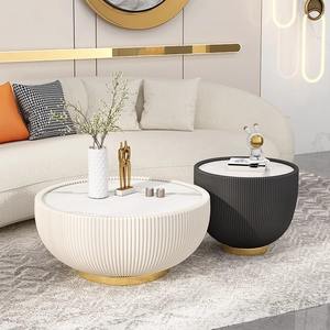 Table basse minimaliste en marbre, ronde, petite, pour salon, table d'appoint, décoration d'hôtel, maison d'hôtes - Product Image 5