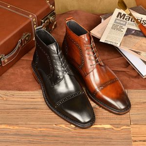 Botas <span class=keywords><strong>de</strong></span> Media Caña con Punta en Pico Estilo Retro para <span class=keywords><strong>Hombre</strong></span>, <span class=keywords><strong>Zapatos</strong></span> <span class=keywords><strong>de</strong></span> Vestir <span class=keywords><strong>de</strong></span> Cuero <span class=keywords><strong>de</strong></span> Grano Completo para <span class=keywords><strong>Hombre</strong></span>, Alta Calidad - Product Image 4