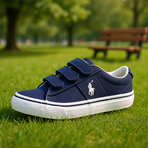 Polo Sayer Ez Ps Boys <b>Shoes</b> Navy Paper White Canvas <b>Hook</b> Loop Closure Spring Autumn Casual Kids <b>Shoes</b> - Product Image 2