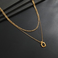Collier pendentif rectangulaire multicouche en acier inoxydable pour homme, minimaliste, empilable, accessoires quotidiens, bijoux, cadeau
