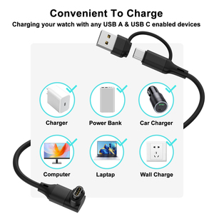 Câble de chargeur de montre USB/Type C 2-en-1 pour Garmin Fenix 8/E/7/7S/6/6X <span class=keywords><strong>Venu2</strong></span>/Sq2/3/3S Instinct 3/2 Approach S70/S62/S42 Quatix 8/7 - Product Image 2