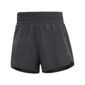 Shorts de bain femme taille haute personnalisés OEM de qualité supérieure, respirants, à séchage rapide, écologiques, en tissu tricoté à motif uni - Product Image 1
