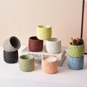 Portavelas Cilíndrico de Cemento Hecho a Mano, Ecológico, Mate, Decoración para el Hogar, Aromaterapia, Fragancia Romántica - Product Image 2