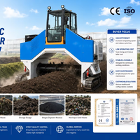 Retourneur de compost hydraulique sur chenilles, machine industrielle de traitement des déchets organiques pour le compostage des boues, de la paille et des déchets de cuisine