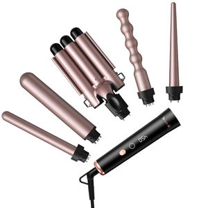 Multi-functional Hair Curling <b>Iron</b> 1.25 In LCD Display Smart <b>5</b>-in-1 Replaceable Tubes Rose Gold Electric Fast Heating - Product Image 5