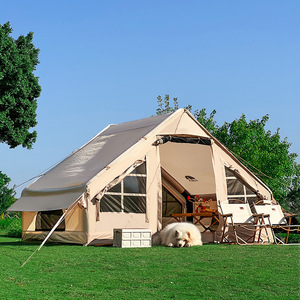 Tente de glamping familiale d'extérieur imperméable et gonflable avec structure à une chambre, poteaux en fibre de verre et tissu Oxford pour campeurs - Product Image 2