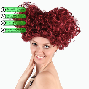 Perruque courte bouclée Alice <span class=keywords><strong>au</strong></span> pays <span class=keywords><strong>des</strong></span> merveilles, reine rouge, pour femme - Product Image 3