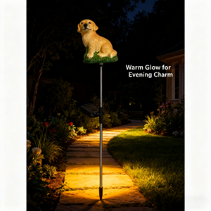 أضواء حديقة تعمل بالطاقة الشمسية على شكل كلب محاكي مع مستشعر صوت لتزيين الممرات والحدائق - Product Image 4