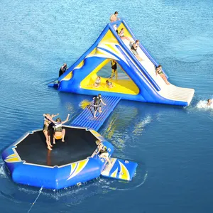 Chongqi Fábrica Custom Made inflável parque aquático Flutuante Corrediça De Água Inflável Ilha Trampolim à venda