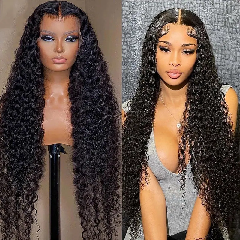 Fuxin Brazilian Raw Human Hair Glueless Lace Frontal Curly Wigs for Black Women Wholesale Single Knot Lace Front Kinky Curly Wig