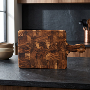 Planche à découper en bois de Sheesham, grain de bois apparent, rectangulaire, taille moyenne, 2,0 cm d'épaisseur, écologique, durable, passe au lave-vaisselle, fabriquée à la main en Inde - Product Image 3