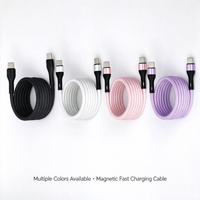 Câble USB 2.0 magnétique PD 60W durable, auto-enroulant, Type C vers C, avec gaine en nylon tressé pour une charge rapide et un rangement facile en voiture