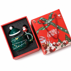 Christmas Eve Gift Box Set Small Ceramic Mug with Snowman & Santa Claus Design Festive Advertising Gift - Product Image 4