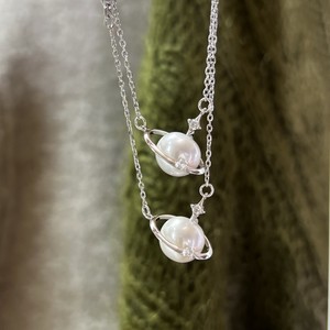 Collier en argent pur S925 avec ruban et nœud, doux, délicat, élégant, à la mode, perle personnalisée pour un style unique, chaîne de pull - Product Image 2