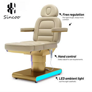 Luxury Modern Beauty Salon Electric 3 Motor Eyelash Spa Massage <b>Bed</b> with Wood Grain Stainless Steel Base Facial Beauty <b>Bed</b> - Product Image 5