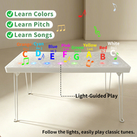 Table d'apprentissage musicale pour enfants HUAJUN HJ50 avec lumières LED, 8 sons d'animaux, piano pliable, alimentée par piles, étanche et durable