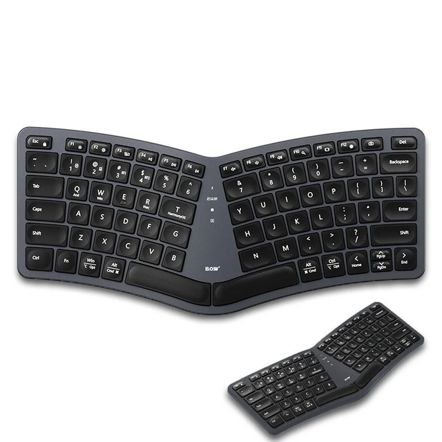 2.4G+BT+Wired Ergonomic Split Keyboard Wireless Rechargeable Cordless Computer Keyboard Natural Typing for Desktop/Laptop