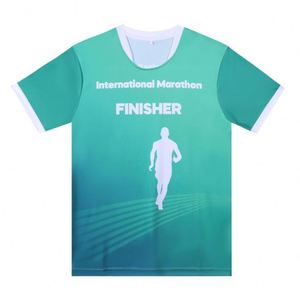 Custom Print Logo O Neck Tee Short Sleeve <b>Polyester</b> <b>Tshirt</b> Breathable Quick Dry Unisex Training Gym Running Marathon T-Shirt - Product Image 2