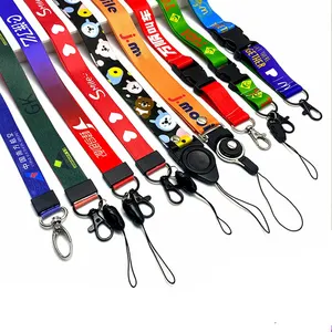 Custom Printed Adjustable Messenger Phone Hanging Neck Rope Durable Strap Anti lost Polyester Phone Case Neck Strap Lanyard