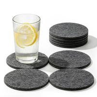 Lot de 4 dessous-de-verre ronds en feutre de 15 cm de diamètre et 5 mm d'épaisseur avec support, pour verres, tasses et boissons de bar
