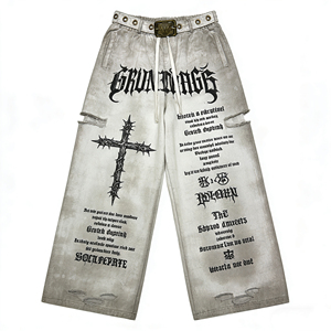 Pantalones Deportivos de Felpa Francesa para Hombre con Logotipo Personalizado, Peso Medio, Poliéster/Algodón, Suministro de Fábrica, Pierna Recta Doble, Estampado de Patchwork - Product Image 1