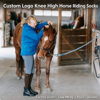 Chaussettes d'équitation personnalisées Quentin OEM en gros avec logo sur le revers, unisexes, hauteur genou, respirantes, jacquard