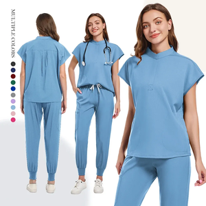 Uniformes médicos de enfermería para hospitales, conjuntos de enfermería para mujeres, Conjunto personalizado y al por mayor, gran oferta <span class=keywords><strong>2022</strong></span>, trajes de <span class=keywords><strong>manga</strong></span> corta, uniforme de fregado superior - Product Image 3