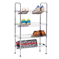 Étagère à chaussures pliable à 4 niveaux en métal chromé, étagère à chaussures modulaire multi-niveaux en fil d'acier pour la maison