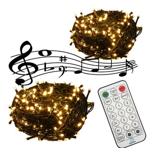 Luces de música con control remoto para fiesta, 12 funciones, control por voz, árbol de Navidad, impermeables
