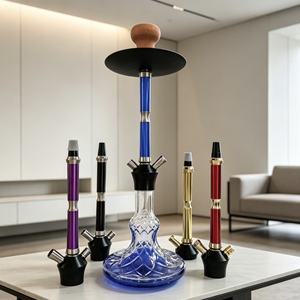 Set de Shisha de Aleación de Aluminio con Acabado Espejo Esmerilado, Base de Vidrio Portátil para Bar, Salón y Viajes - Product Image 2