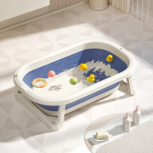 <span class=keywords><strong>Vasca</strong></span> da Bagno Pieghevole Portatile per Neonati 2026 Nuova con Termometro Blu Grigio Rosa - Product Image 2