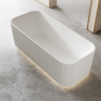 Baignoire autoportante en acrylique blanc brillant à surface solide pour adultes Baignoire ovale à trempage profond