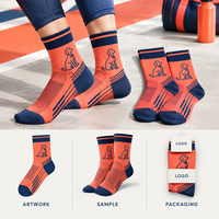 Chaussettes fantaisie amusantes orange marine avec motif animalier, en tricot, idéales comme cadeau, impression originale, marque privée, commande personnalisée, approbation de la coupe