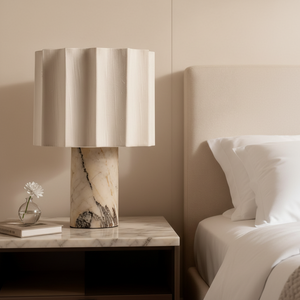 Real Calacatta Viola Marble Rechargeable <strong>Table</strong> <strong>Lamp</strong> with 3 Color <strong>Touch</strong> Dimming - Product Image 1