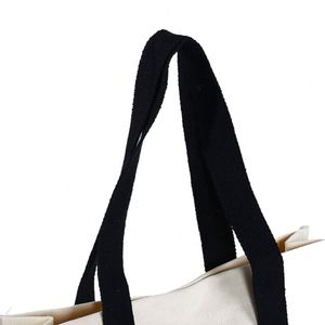 High Quality Cotton <b>Tote</b> Shopping <b>Bag</b> with Custom Logo Wholesale Printed Canvas Top <b>Tote</b> <b>Bags</b> Pockets <b>Zipper</b> Letter Features - Product Image 5