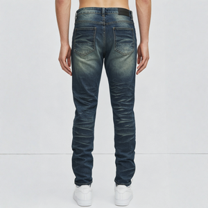 Pantalones vaqueros de estilo vintage con lavado sólido, efecto desgastado y bolsillos funcionales para un look urbano estilo punk y hip-hop. - Product Image 4