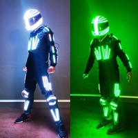 Hot LED Dance Tron Robot Costume Lumineux Hommes Vêtements RGB Stage Costume De Mode Halloween Accessoires