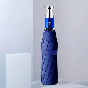 Vente directe usine – Parapluie publicitaire pliant en trois sections, entièrement automatique, 10 baleines, avec revêtement noir anti-UV, idéal pour homme, cadeau d'affaires - Product Image 1