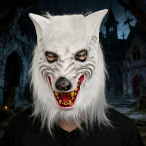 Masque de <span class=keywords><strong>loup</strong></span> <span class=keywords><strong>blanc</strong></span> en fourrure, costume en vinyle PVC souple, design intégral pour le visage, avec gants en forme de pattes de <span class=keywords><strong>loup</strong></span> pour Halloween et cosplay - Product Image 2