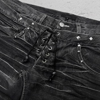 Jeans délavés Y2K, style gothique rétro, micro-évasés, à double taille, avec lacets, pantalon pour hommes et femmes, streetwear, design de haute qualité, pantalon tendance