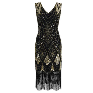 Ecoparty Styles personnalisés quantité minimale de commande 12pcs 1920er Flapper Kleid Mit Paillettenverzierung Und Quastensaum Abendkleider Ballkleid Mit Ku - Product Image 1