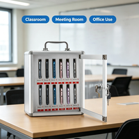 Boîte de rangement pour téléphones à 12 emplacements avec serrure et poignée supérieure, casier pour téléphones portables à coins arrondis pour salle de classe, salle de réunion, bureau