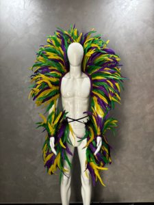 طقم زي كرنفال بالريش، أجنحة كتف بنفسجية/خضراء/صفراء + أصفاد للذراعين، زي حفلات السامبا والمهرجانات، بيع بالجملة OEM - Product Image 5